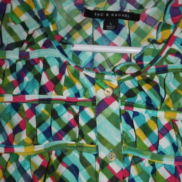 Zac and Rachel Flowy Sleeveless Top with Ruffles at Neckline Flutter Sleeves NWT - Picture 4 of 16